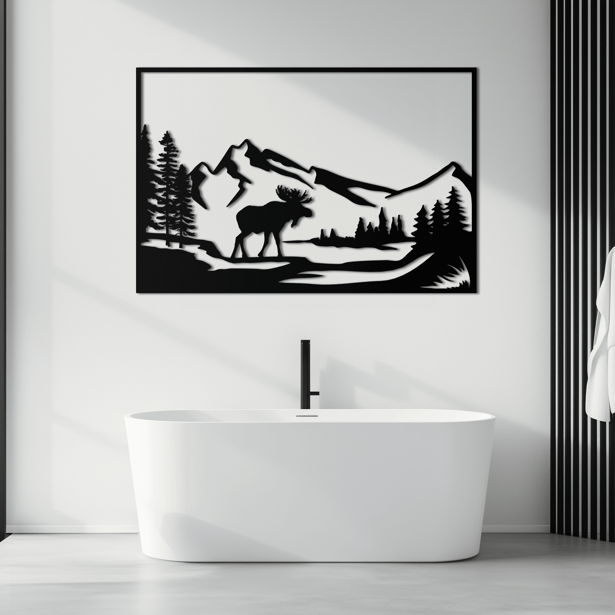 Mountain Moose Metal Wall Art - Steel Wall Decor for Home and Cabin - KAF020 by Enova Art