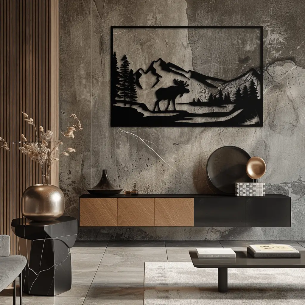 Mountain Moose Metal Wall Art - Steel Wall Decor for Home and Cabin - KAF020 by Enova Art