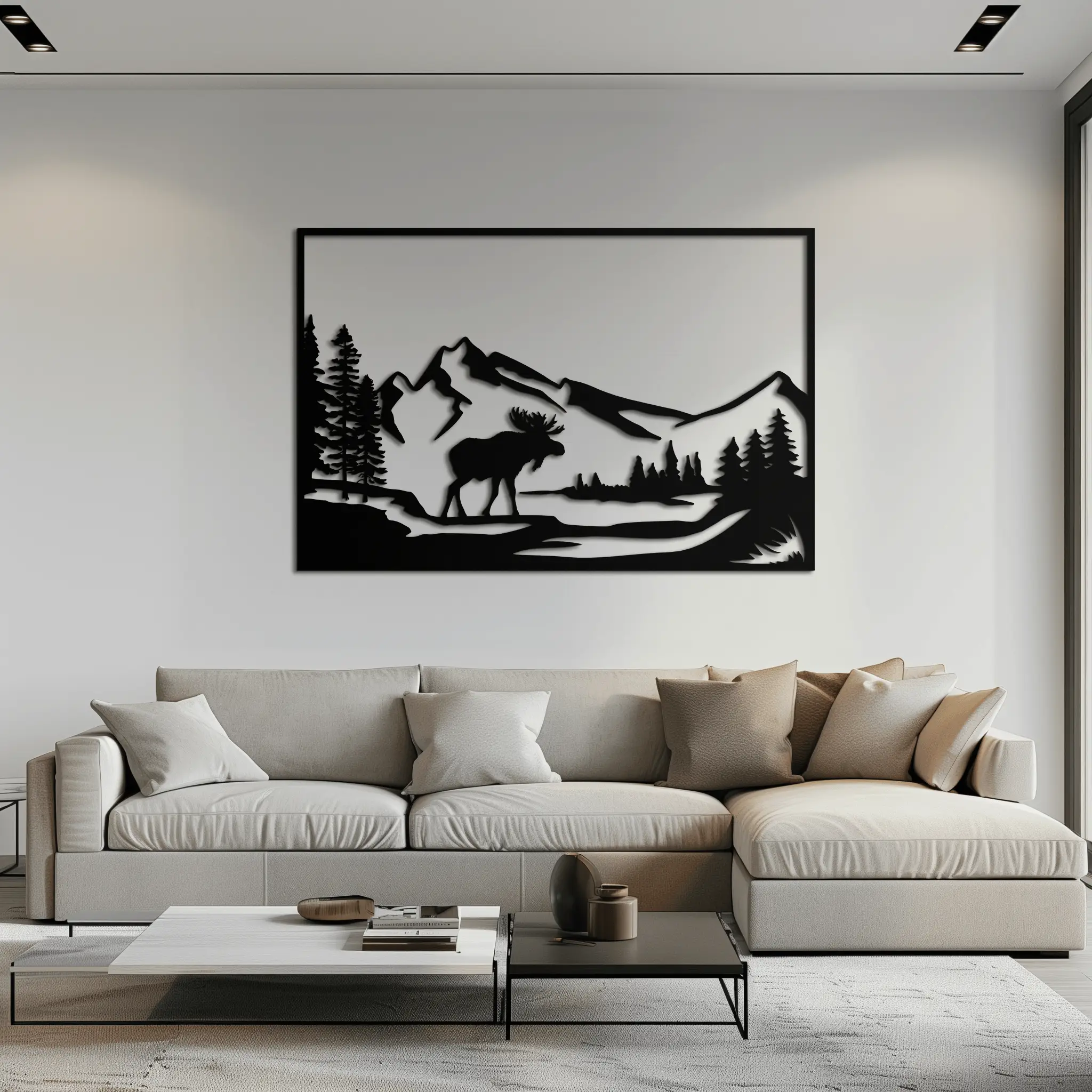 Mountain Moose Metal Wall Art - Steel Wall Decor for Home and Cabin - KAF020 by Enova Art