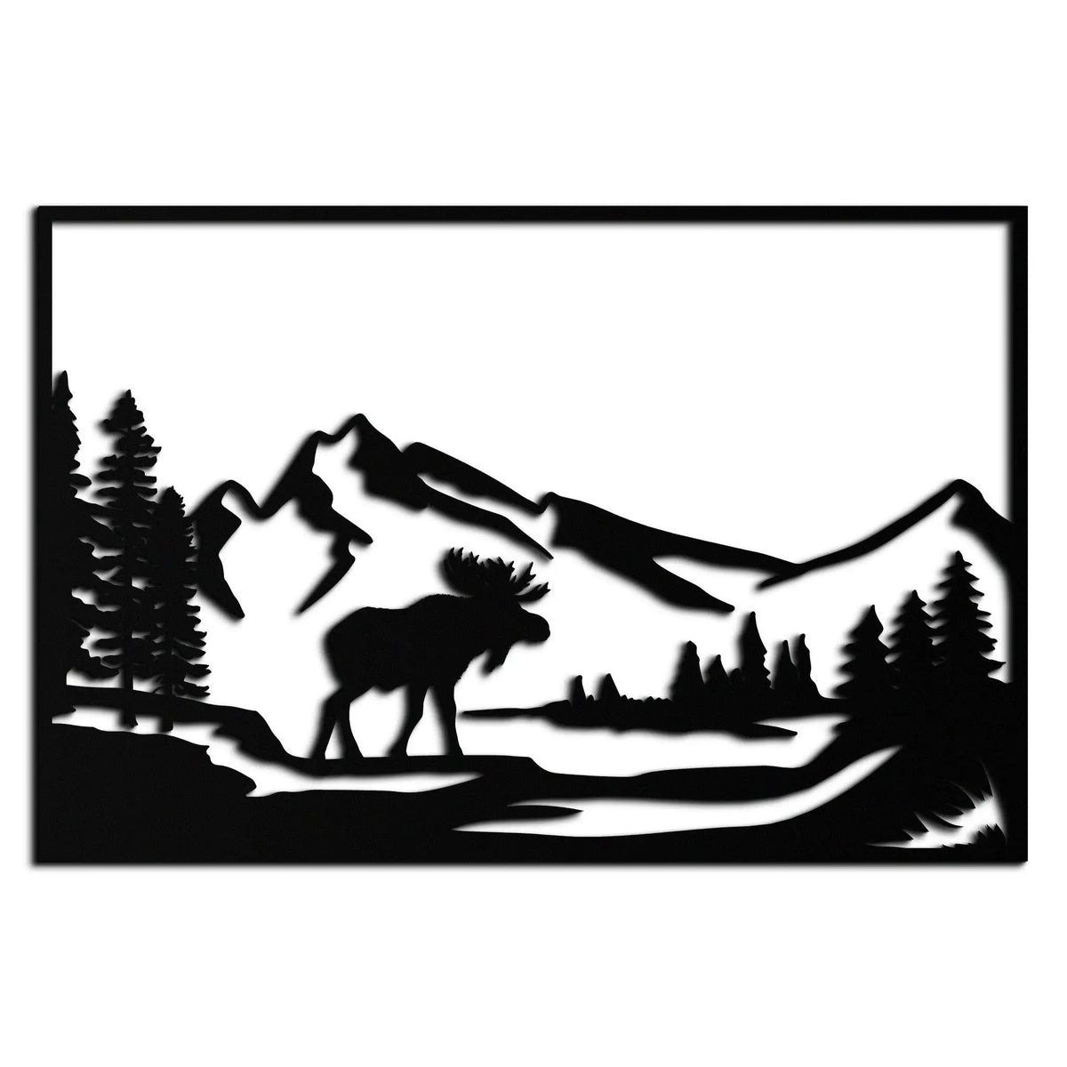 Mountain Moose Metal Wall Art - Steel Wall Decor for Home and Cabin - KAF020 by Enova Art
