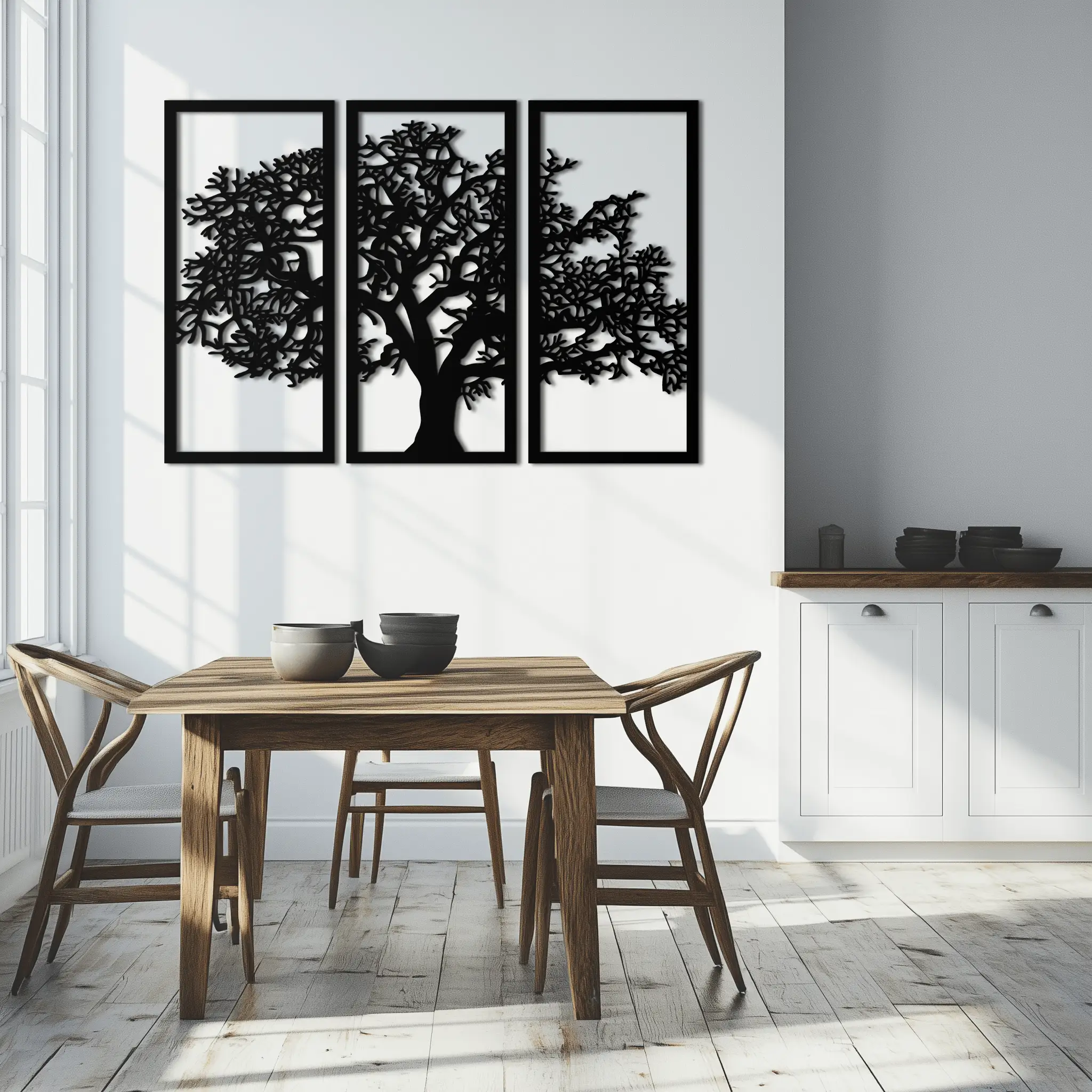 Tree of Life Metal Wall Art - Three-Panel Steel Wall Decor for Home and Office - KAF021 by Enova Art