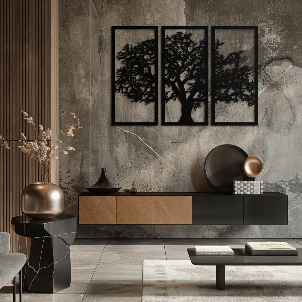 Tree of Life Metal Wall Art - Three-Panel Steel Wall Decor for Home and Office - KAF021 by Enova Art