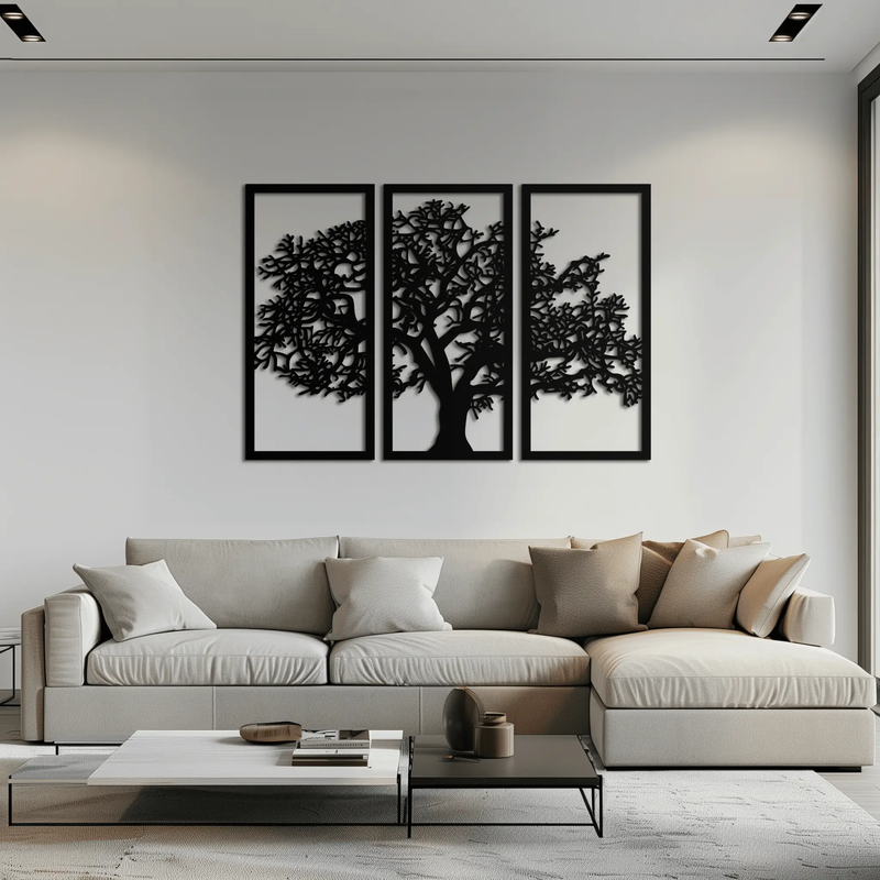 Tree of Life Metal Wall Art - Three-Panel Steel Wall Decor for Home and Office - KAF021 by Enova Art