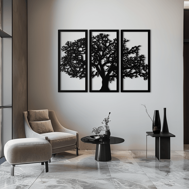 Tree of Life Metal Wall Art - Three-Panel Steel Wall Decor for Home and Office - KAF021 by Enova Art