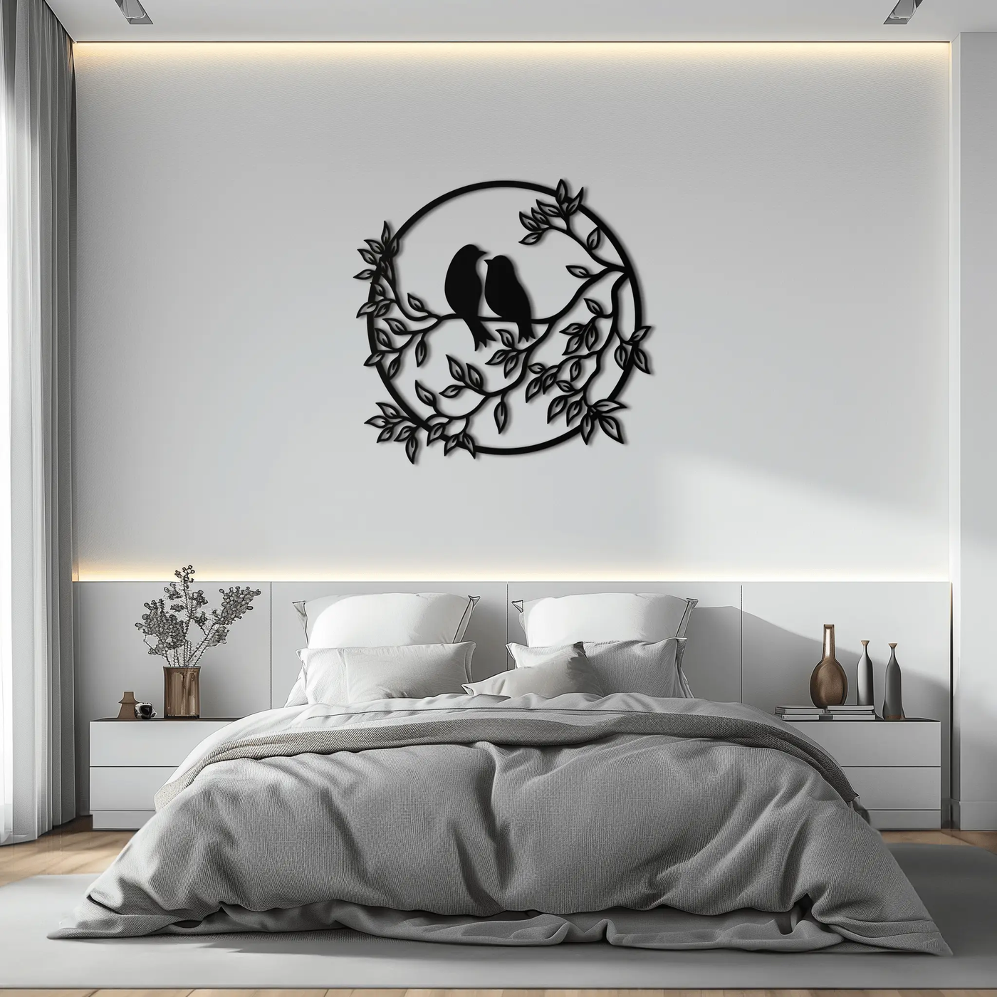 Love Birds Metal Wall Art - Romantic Steel Wall Decor for Home and Bedroom - KAF023 by Enova Art