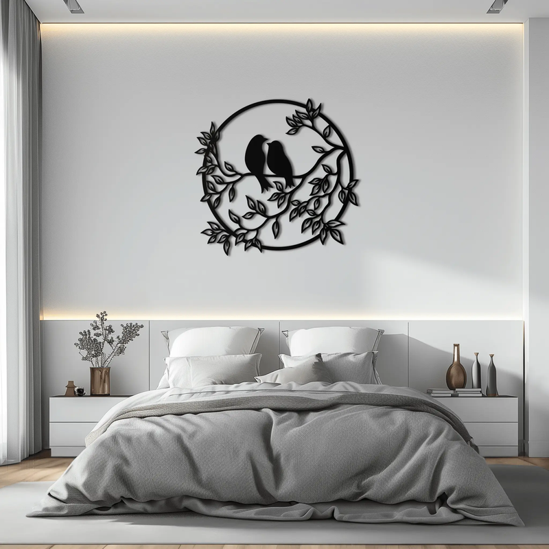Love Birds Metal Wall Art - Romantic Steel Wall Decor for Home and Bedroom - KAF023 by Enova Art