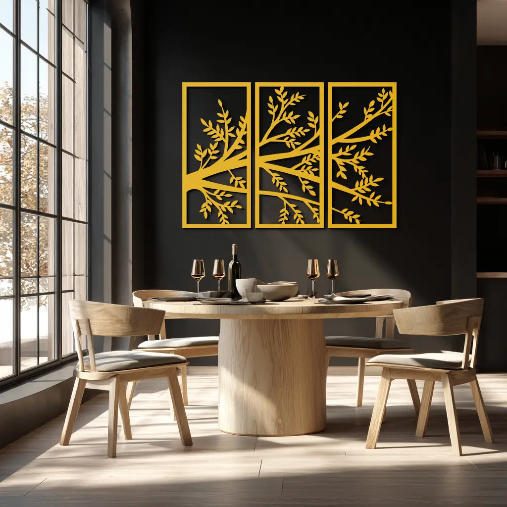 Branch Metal Wall Art - Three-Panel Nature-Inspired Steel Wall Decor - KAF024 by Enova Art