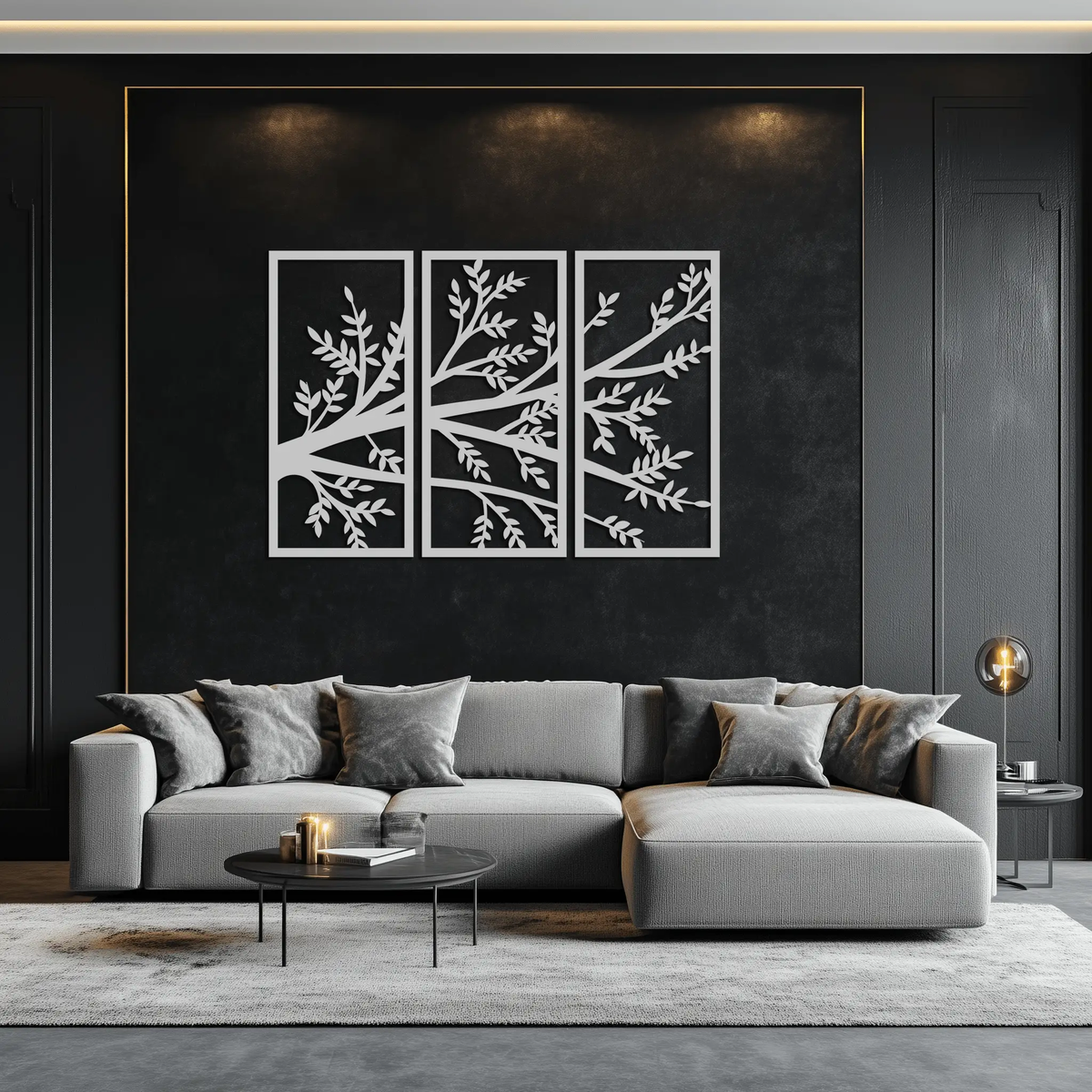 Branch Metal Wall Art - Three-Panel Nature-Inspired Steel Wall Decor - KAF024 by Enova Art