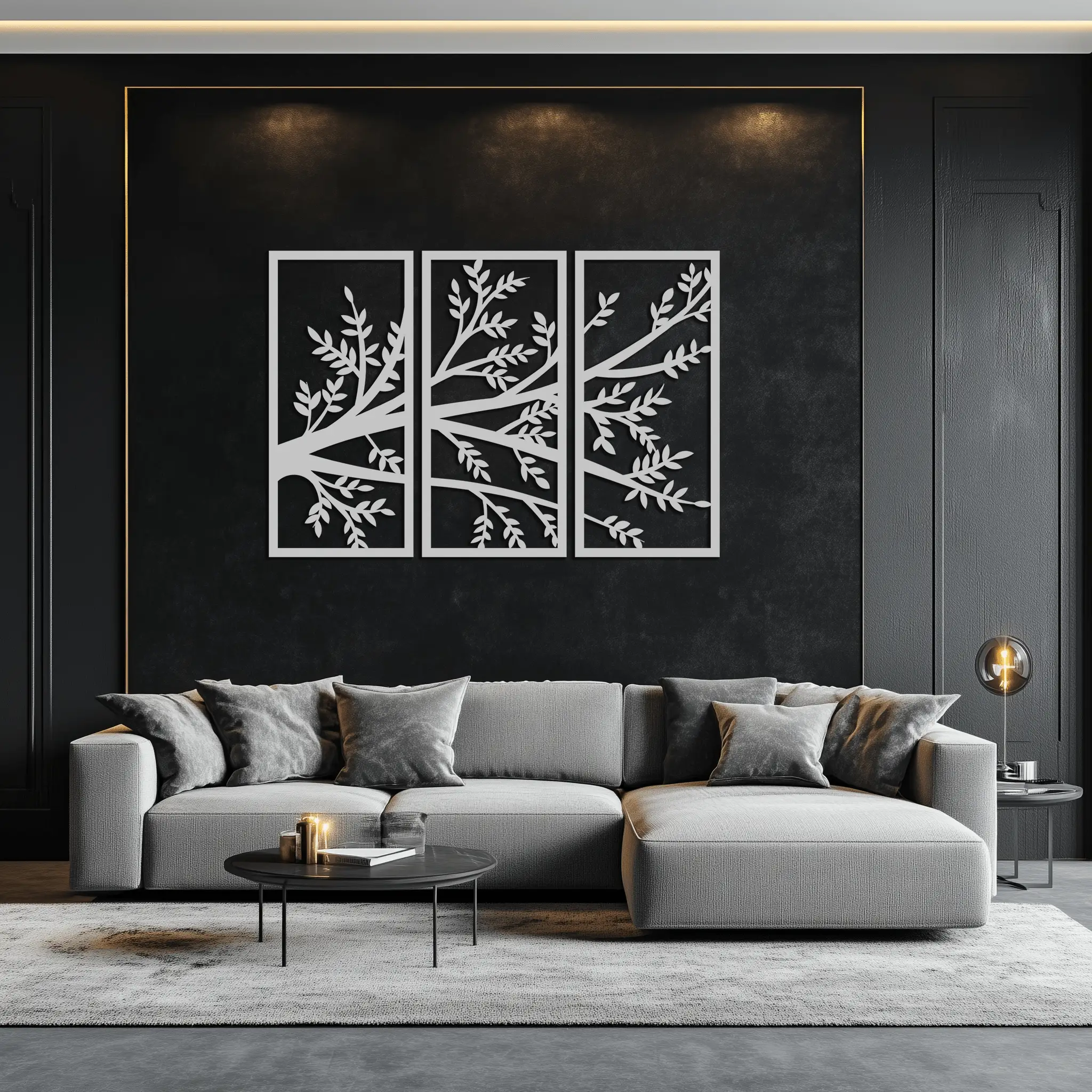 Branch Metal Wall Art - Three-Panel Nature-Inspired Steel Wall Decor - KAF024 by Enova Art