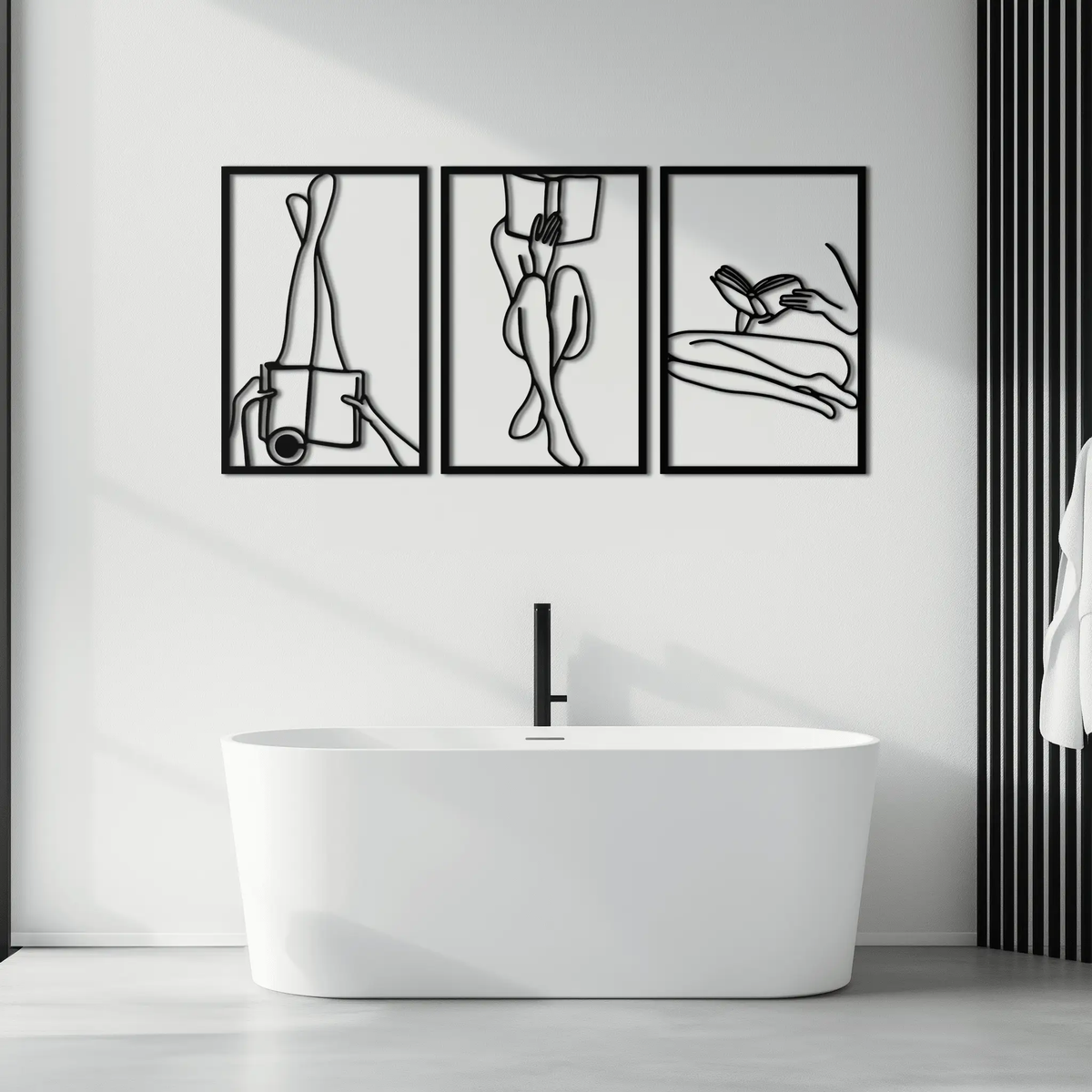 Reading Woman Metal Wall Art - Modern Minimalist Steel Wall Decor - KAF026 by Enova Art