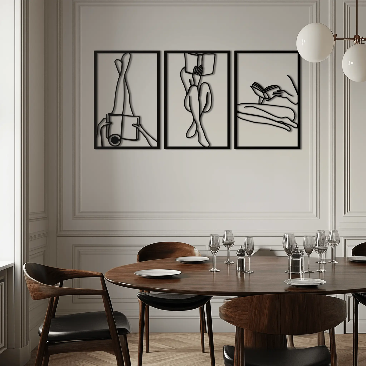 Reading Woman Metal Wall Art - Modern Minimalist Steel Wall Decor - KAF026 by Enova Art