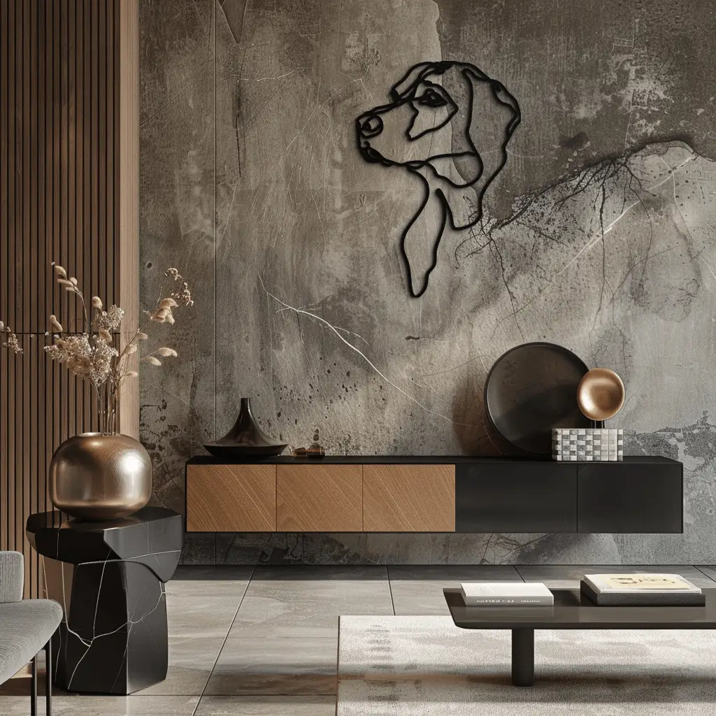 Minimalist Dog Line Art - Modern Metal Wall Decor - KAF027 by Enova Art