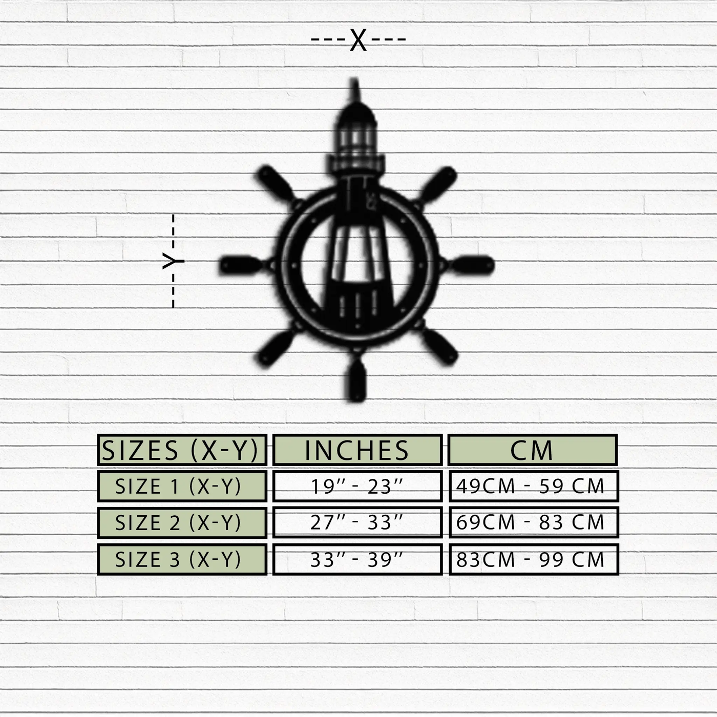 Lighthouse and Ship Wheel Metal Wall Art - Nautical Steel Wall Decor - KAF028 by Enova Art