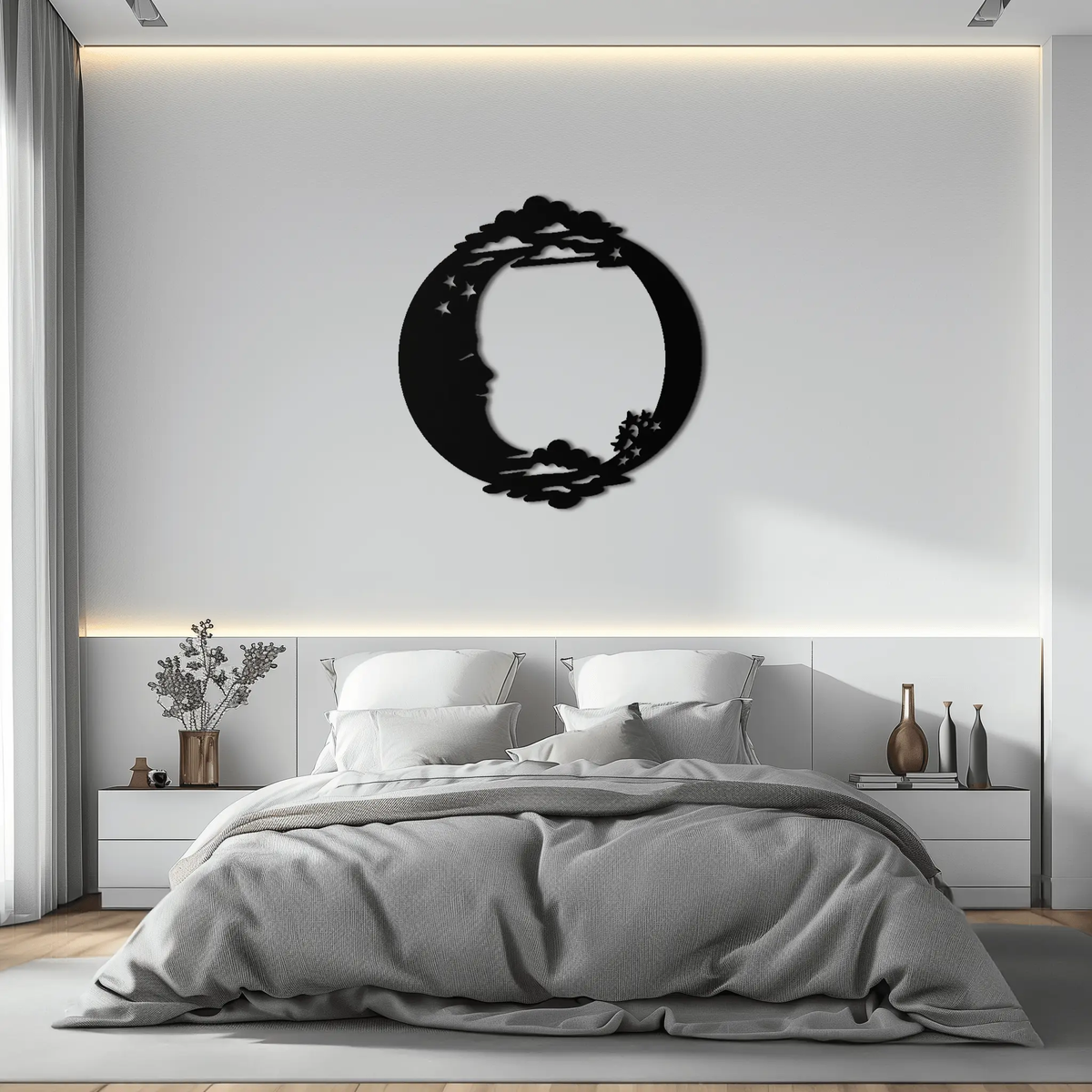 Moon & Stars Metal Wall Art - Celestial-Inspired Steel Wall Decor - KAF029 by Enova Art