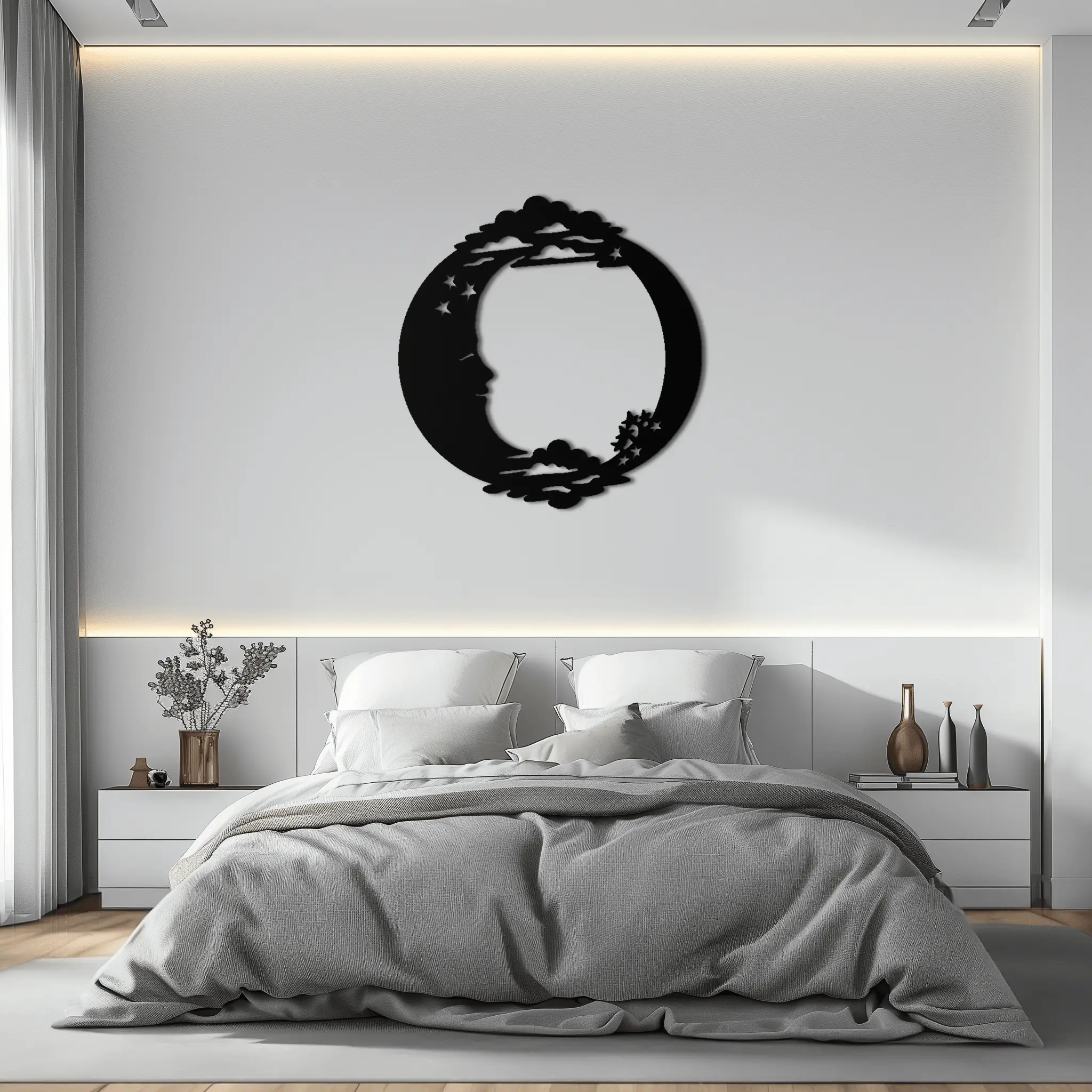 Moon & Stars Metal Wall Art - Celestial-Inspired Steel Wall Decor - KAF029 by Enova Art