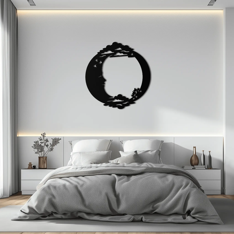 Moon & Stars Metal Wall Art - Celestial-Inspired Steel Wall Decor - KAF029 by Enova Art