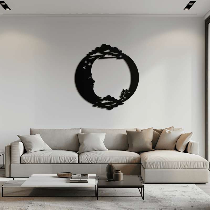 Moon & Stars Metal Wall Art - Celestial-Inspired Steel Wall Decor - KAF029 by Enova Art