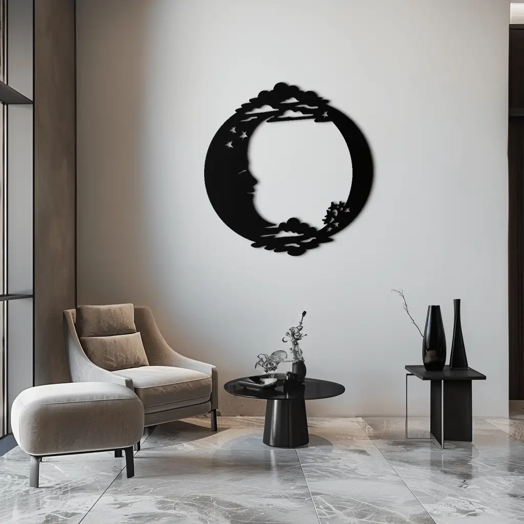 Moon & Stars Metal Wall Art - Celestial-Inspired Steel Wall Decor - KAF029 by Enova Art