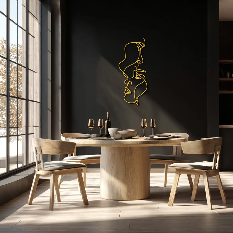 Abstract Lovers Metal Wall Art - Modern Minimalist Line Art - KAF031 by Enova Art