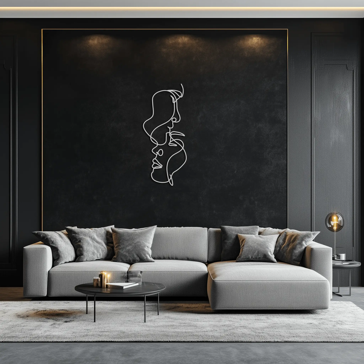 Abstract Lovers Metal Wall Art - Modern Minimalist Line Art - KAF031 by Enova Art