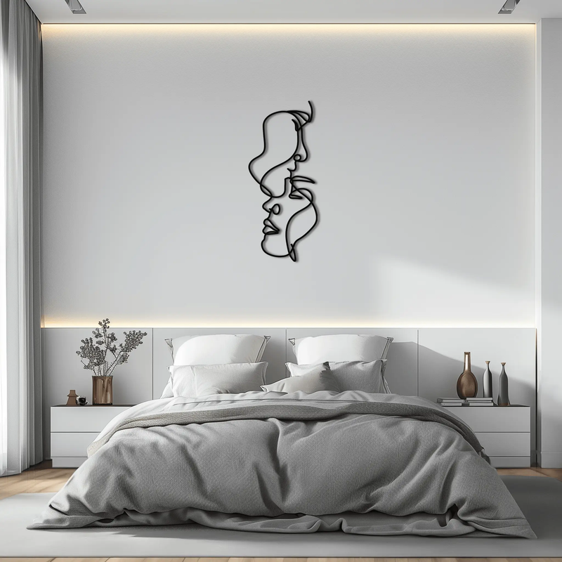 Abstract Lovers Metal Wall Art - Modern Minimalist Line Art - KAF031 by Enova Art