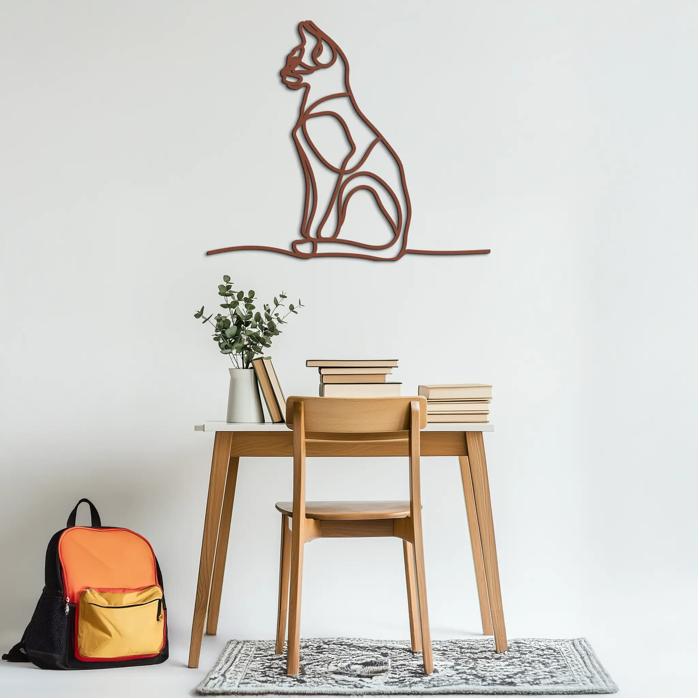 Cat Line Art Metal Wall Art - Modern Minimalist Steel Decor - KAF032 by Enova Art