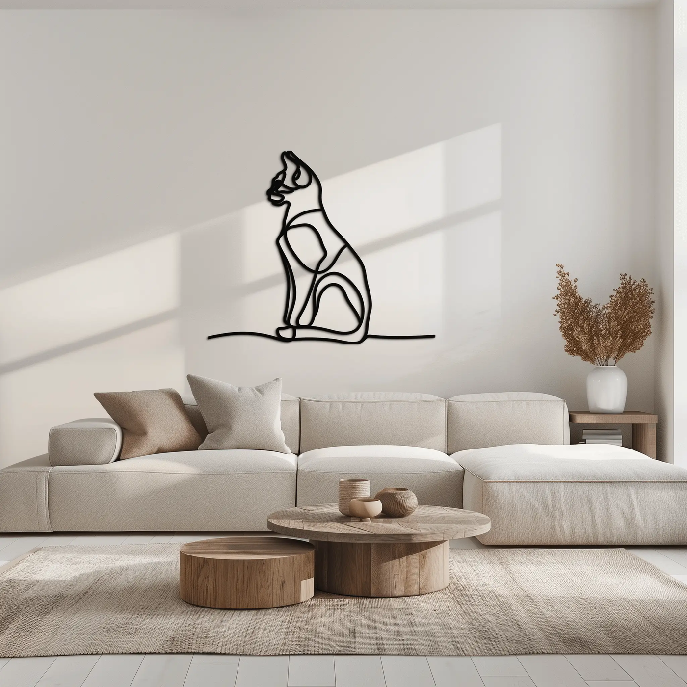 Cat Line Art Metal Wall Art - Modern Minimalist Steel Decor - KAF032 by Enova Art