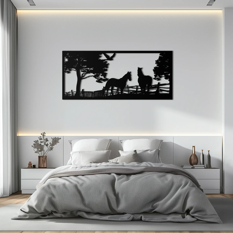 Rustic Horse Farm Metal Wall Art - Steel Wall Decor for Home and Barn - KAF036 by Enova Art