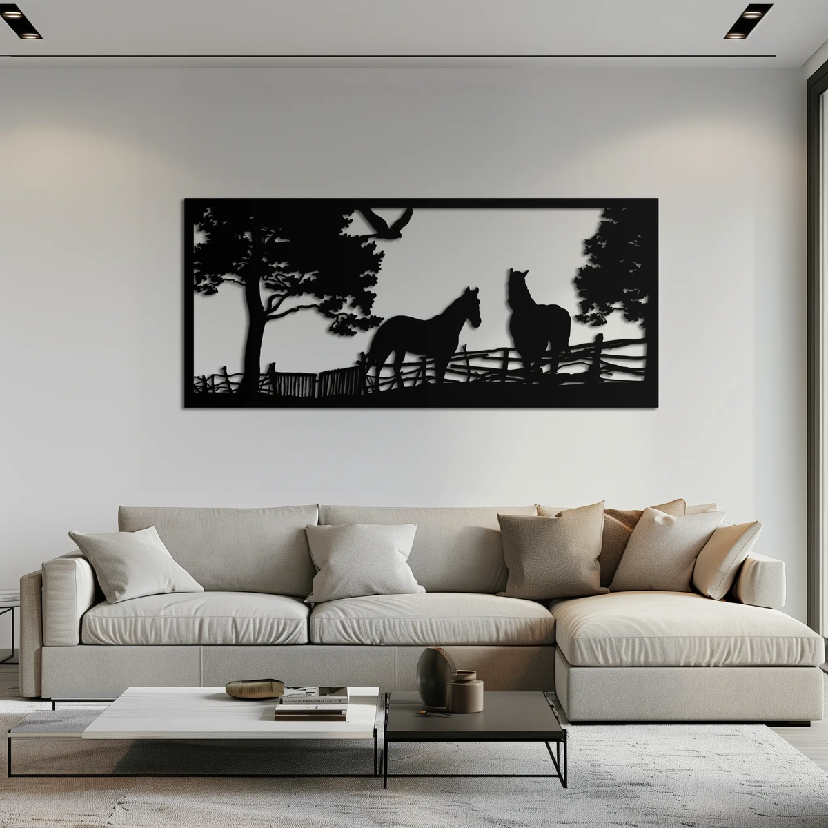 Rustic Horse Farm Metal Wall Art - Steel Wall Decor for Home and Barn - KAF036 by Enova Art