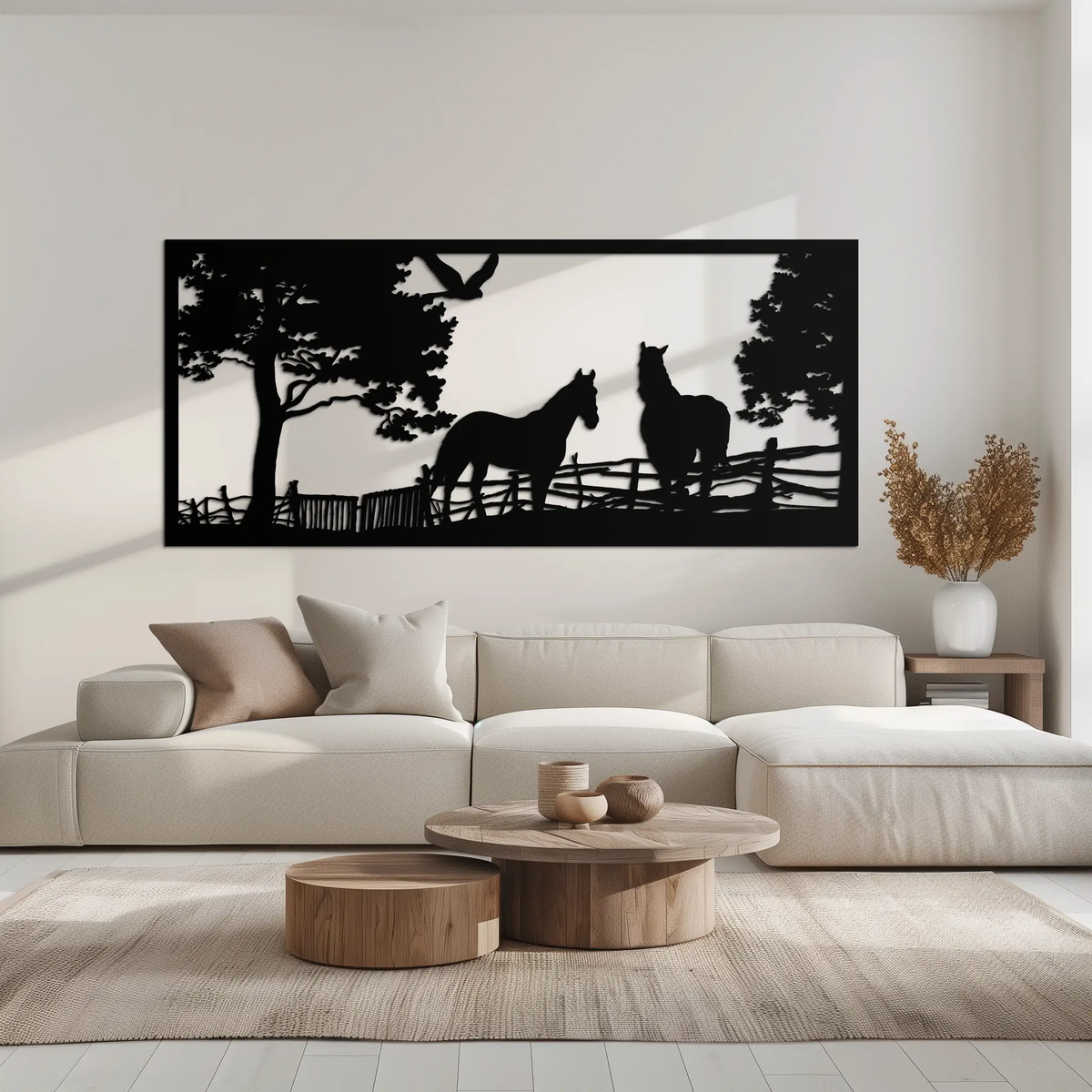 Rustic Horse Farm Metal Wall Art - Steel Wall Decor for Home and Barn - KAF036 by Enova Art