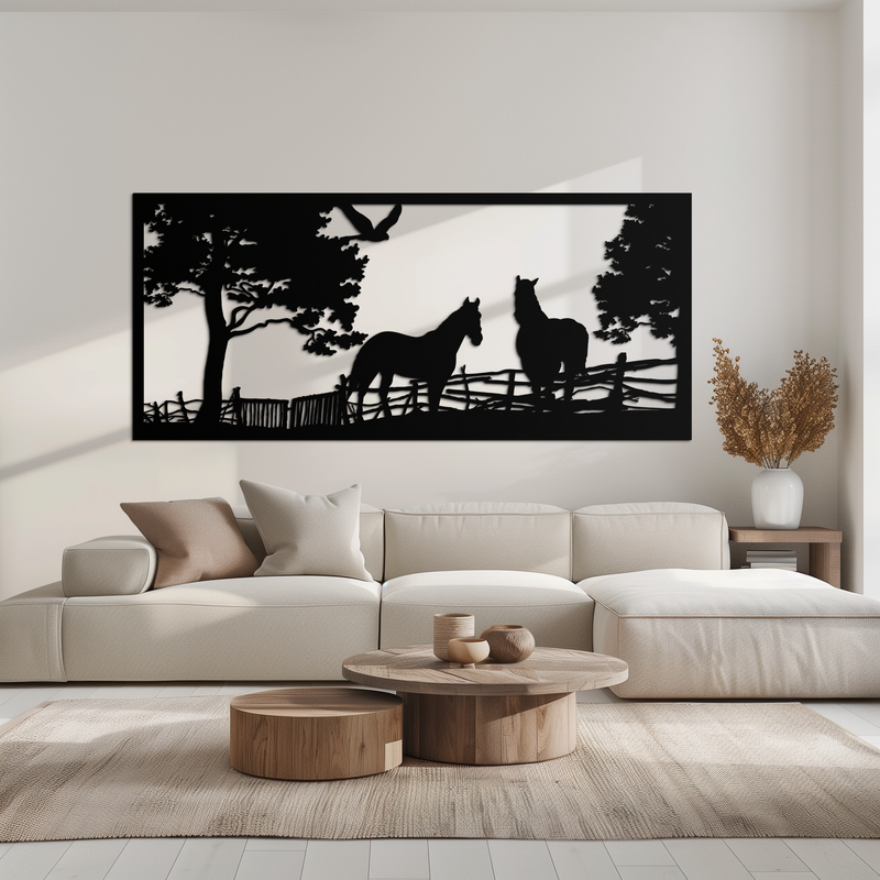 Rustic Horse Farm Metal Wall Art - Steel Wall Decor for Home and Barn - KAF036 by Enova Art