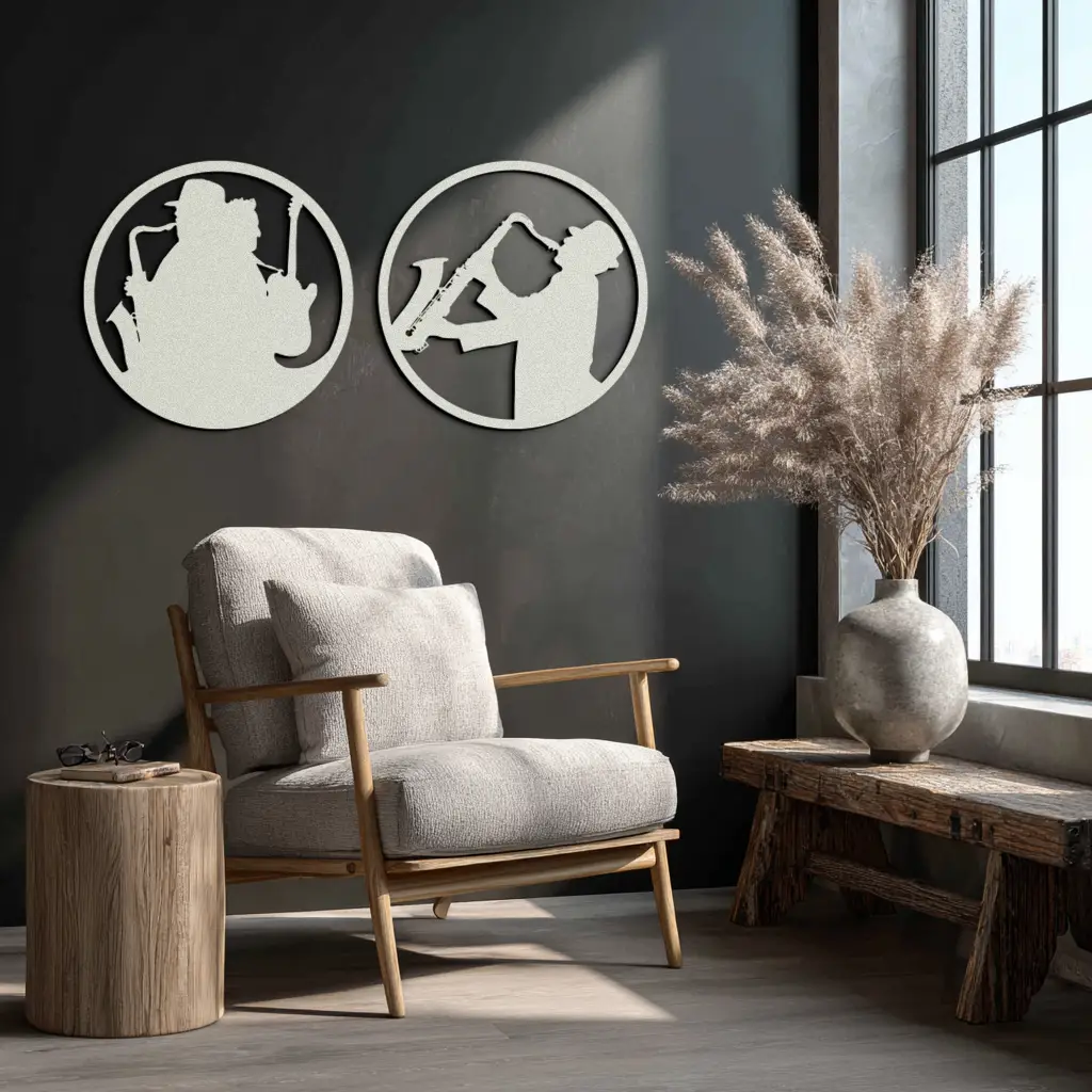 Jazz Musician Metal Wall Art - Set of 2 Steel Wall Decor Pieces - KAF038 by Enova Art