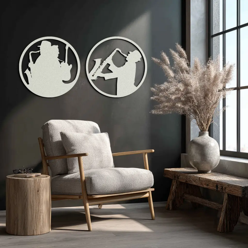 Jazz Musician Metal Wall Art - Set of 2 Steel Wall Decor Pieces - KAF038 by Enova Art