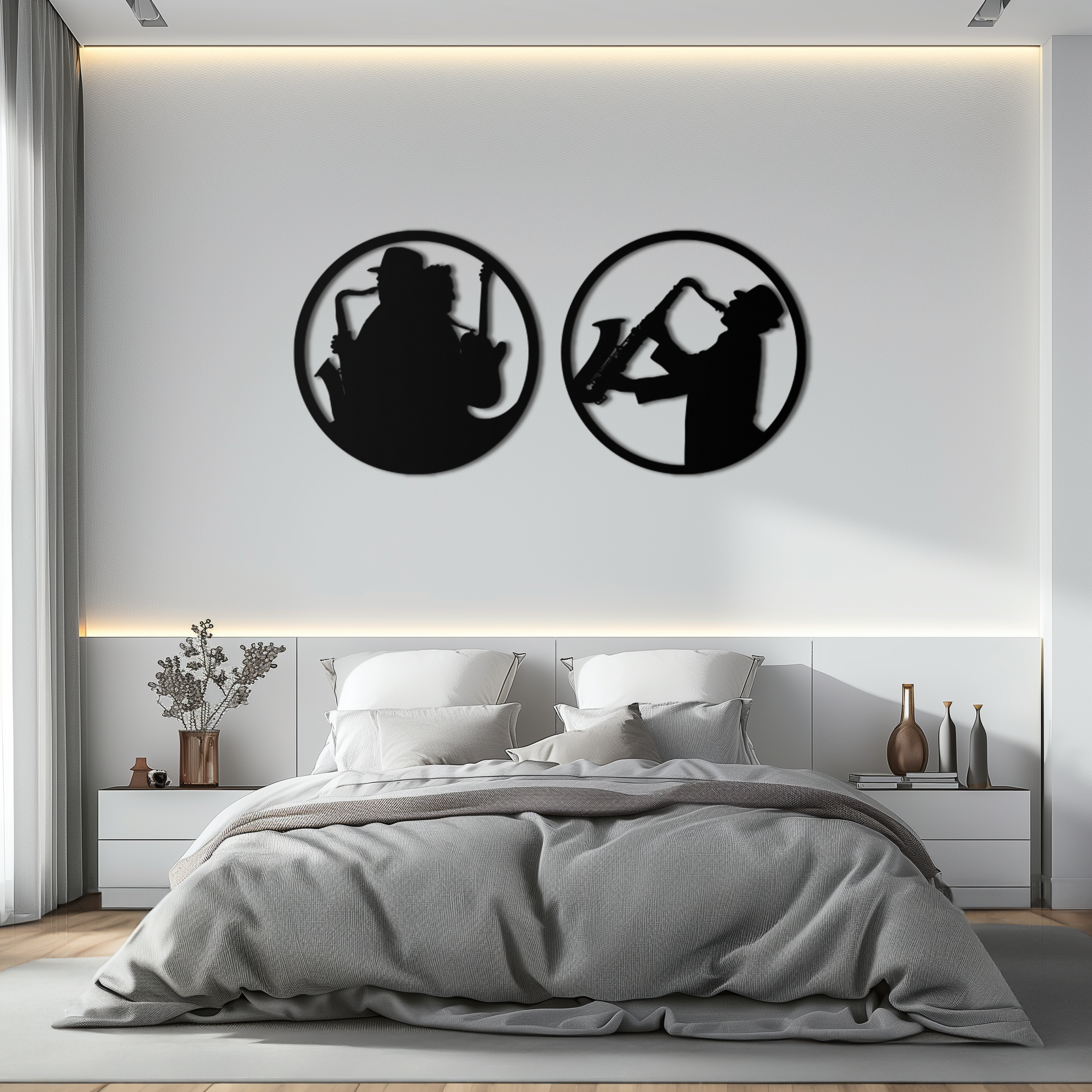 Jazz Musician Metal Wall Art - Set of 2 Steel Wall Decor Pieces - KAF038 by Enova Art
