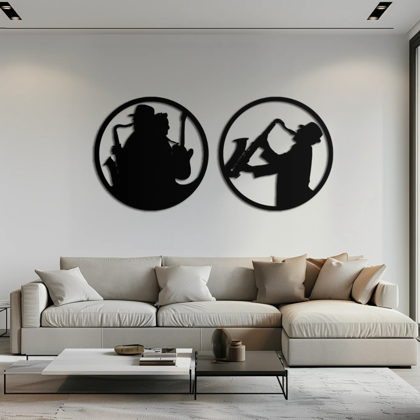 Jazz Musician Metal Wall Art - Set of 2 Steel Wall Decor Pieces - KAF038 by Enova Art
