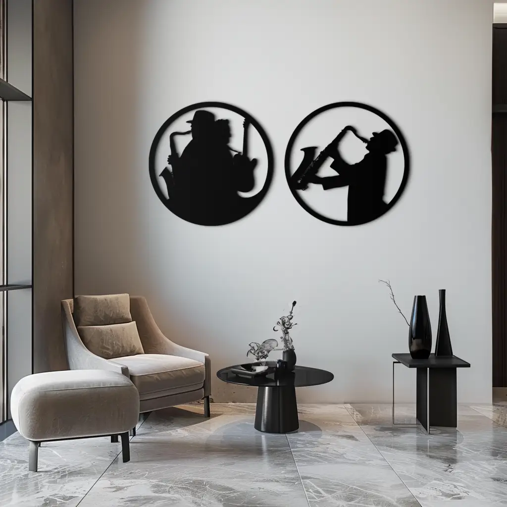 Jazz Musician Metal Wall Art - Set of 2 Steel Wall Decor Pieces - KAF038 by Enova Art