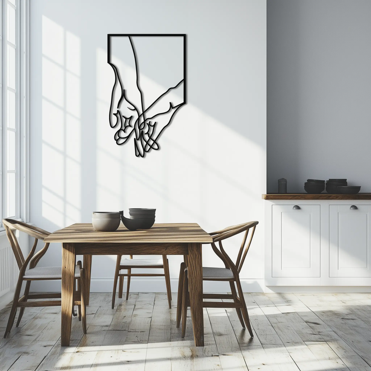 Romantic Hands Metal Wall Art - Minimalist Steel Wall Decor for Home & Bedroom - KAF039 by Enova Art