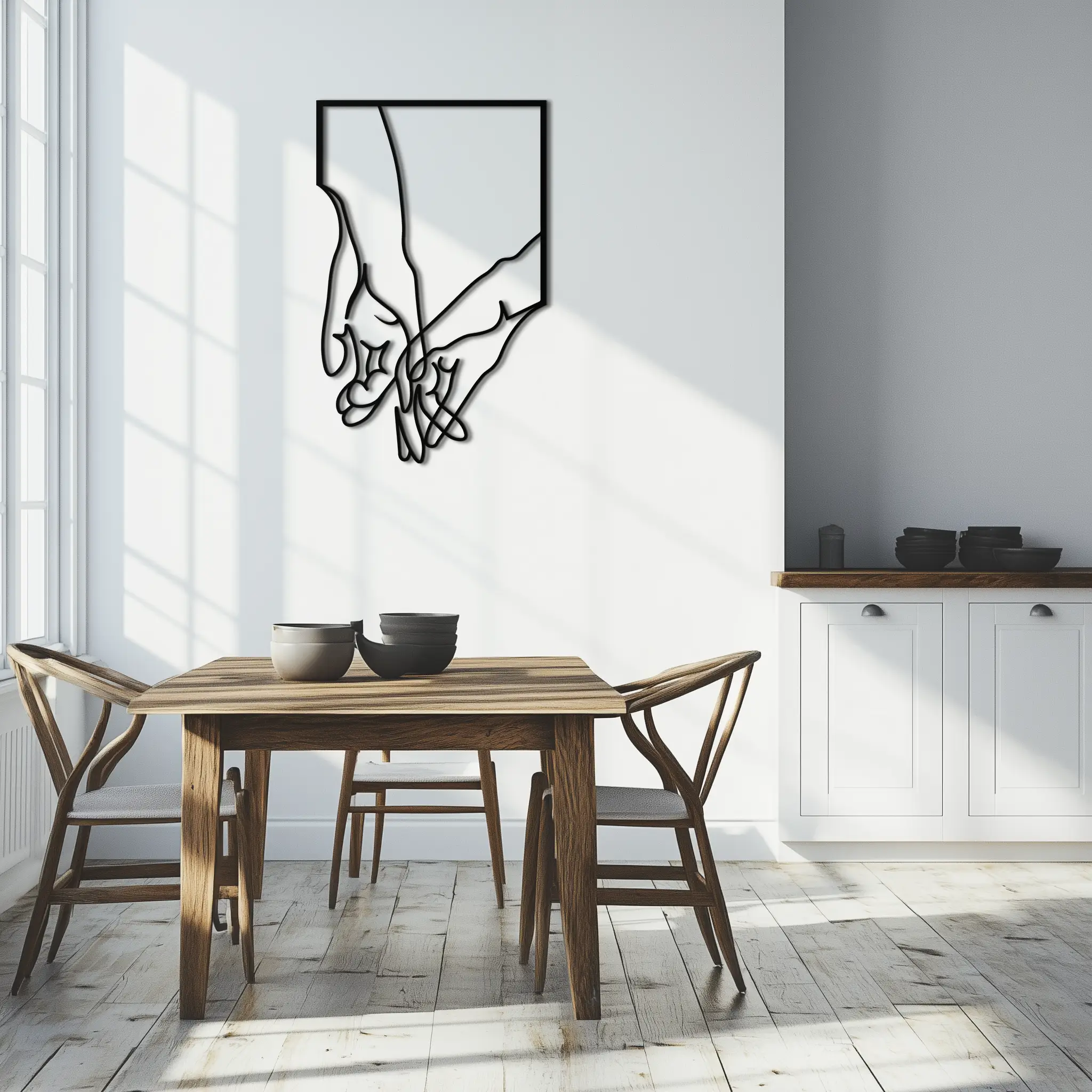 Romantic Hands Metal Wall Art - Minimalist Steel Wall Decor for Home & Bedroom - KAF039 by Enova Art