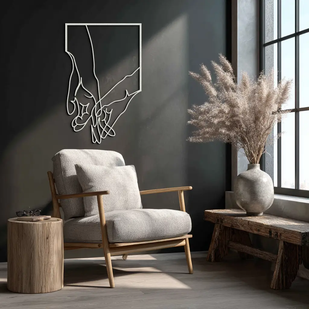 Romantic Hands Metal Wall Art - Minimalist Steel Wall Decor for Home & Bedroom - KAF039 by Enova Art