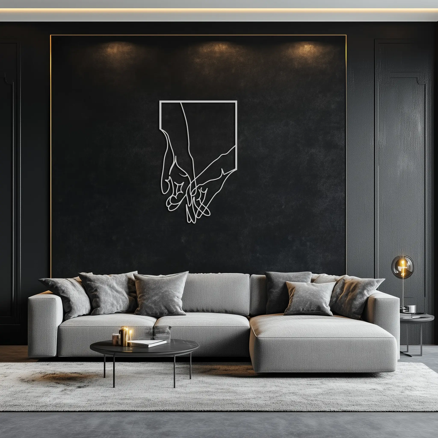 Romantic Hands Metal Wall Art - Minimalist Steel Wall Decor for Home & Bedroom - KAF039 by Enova Art