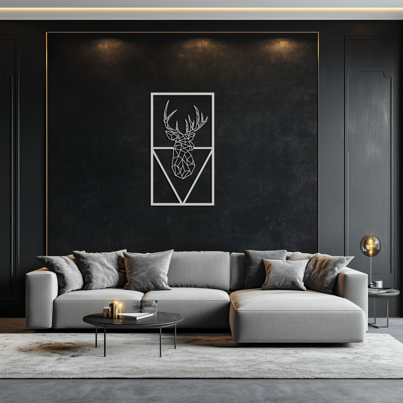 Geometric Deer Metal Wall Art - Modern Steel Wall Decor - KAF040 by Enova Art