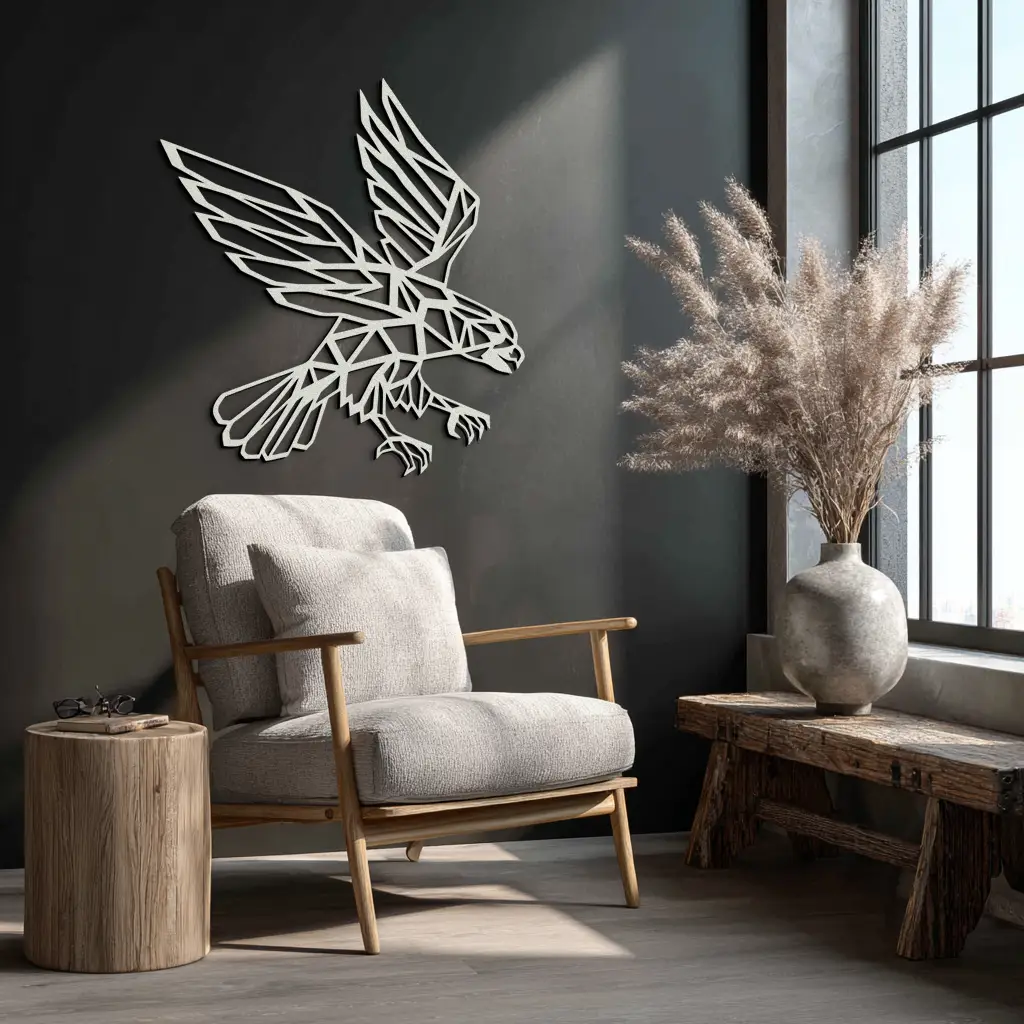 Geometric Eagle Metal Wall Art - Modern Steel Wall Decor - KAF042 by Enova Art