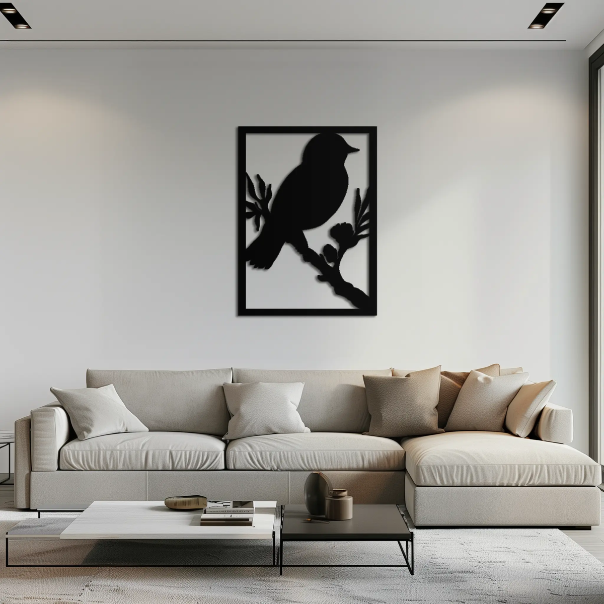 Bird on Branch Metal Wall Art - Modern Steel Decor for Home & Office - KAF043 by Enova Art