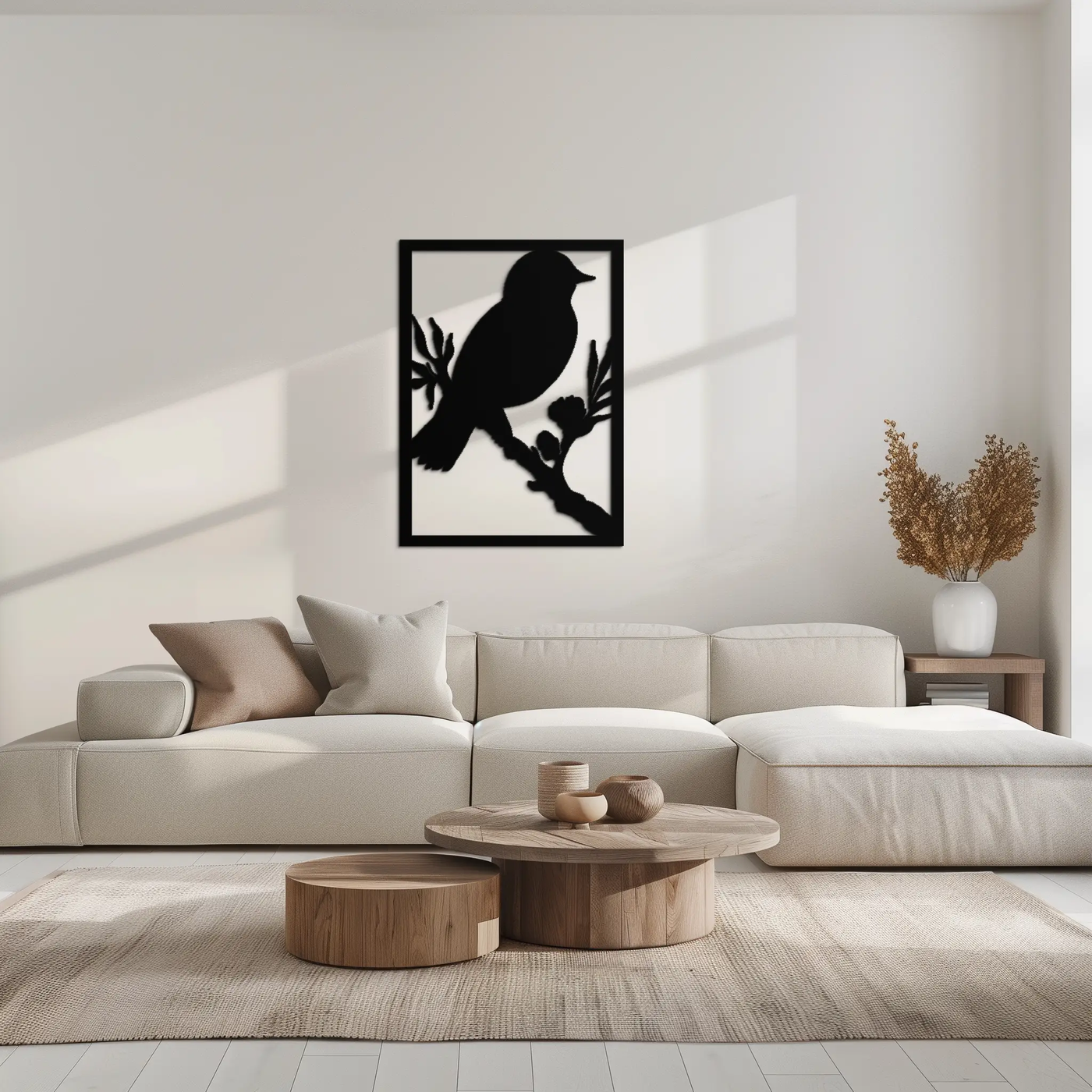 Bird on Branch Metal Wall Art - Modern Steel Decor for Home & Office - KAF043 by Enova Art