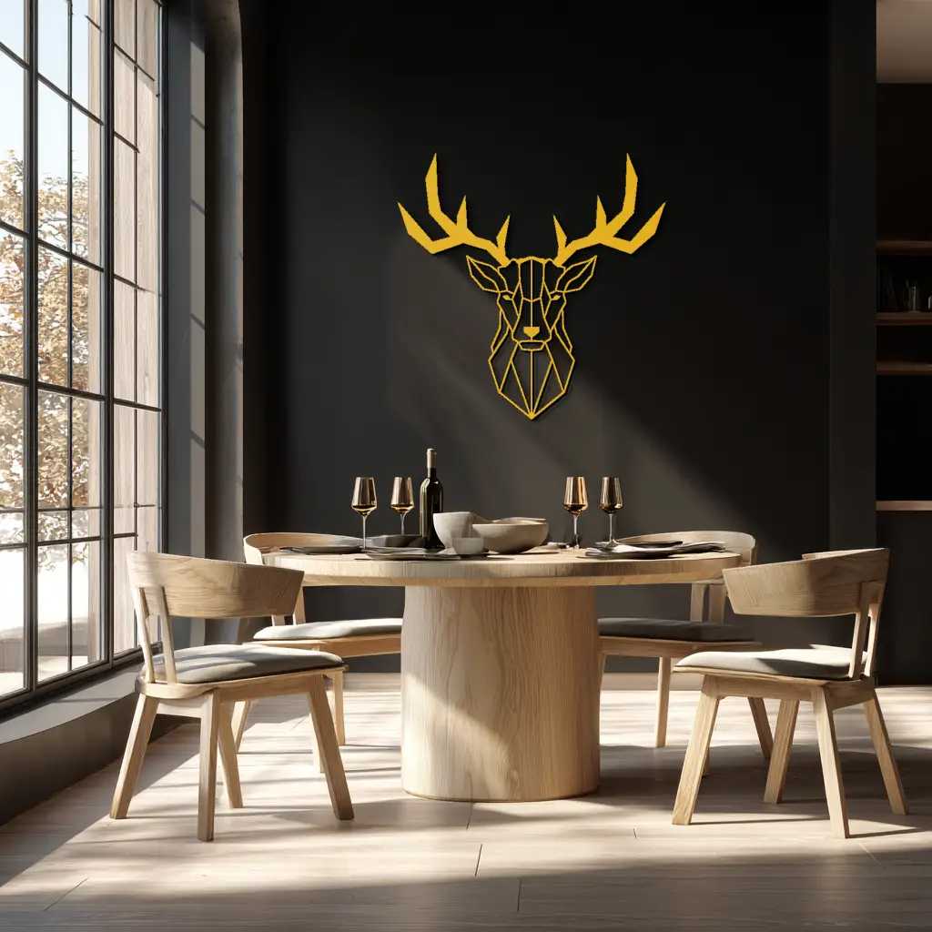 Geometric Deer Head Metal Wall Art - Modern Steel Decor - KAF048 by Enova Art