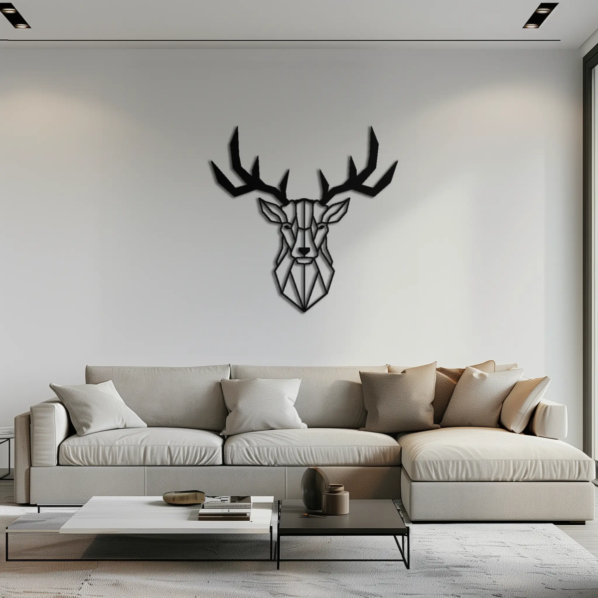 Geometric Deer Head Metal Wall Art - Modern Steel Decor - KAF048 by Enova Art