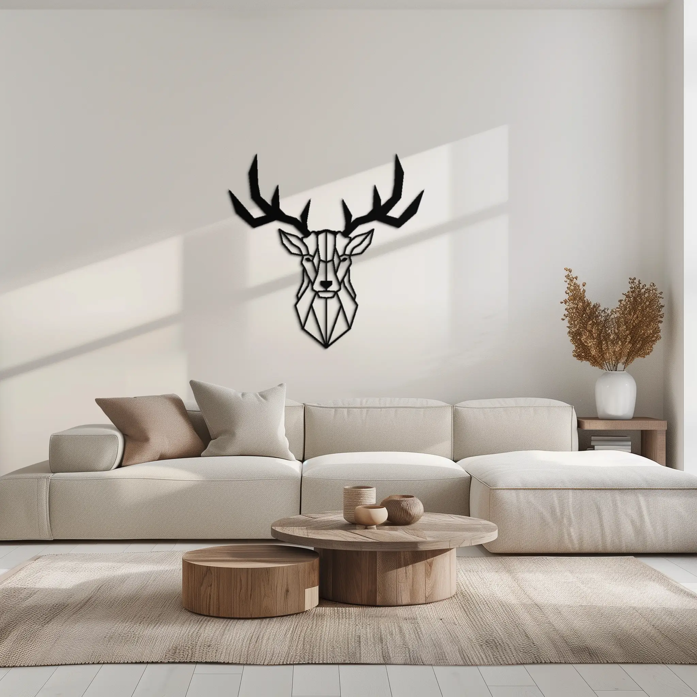 Geometric Deer Head Metal Wall Art - Modern Steel Decor - KAF048 by Enova Art