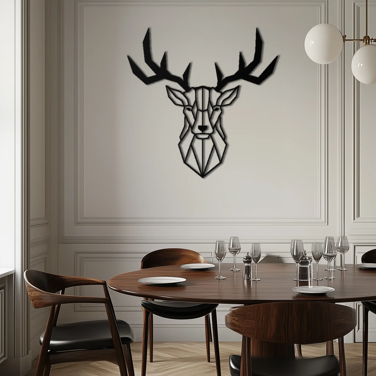 Geometric Deer Head Metal Wall Art - Modern Steel Decor - KAF048 by Enova Art