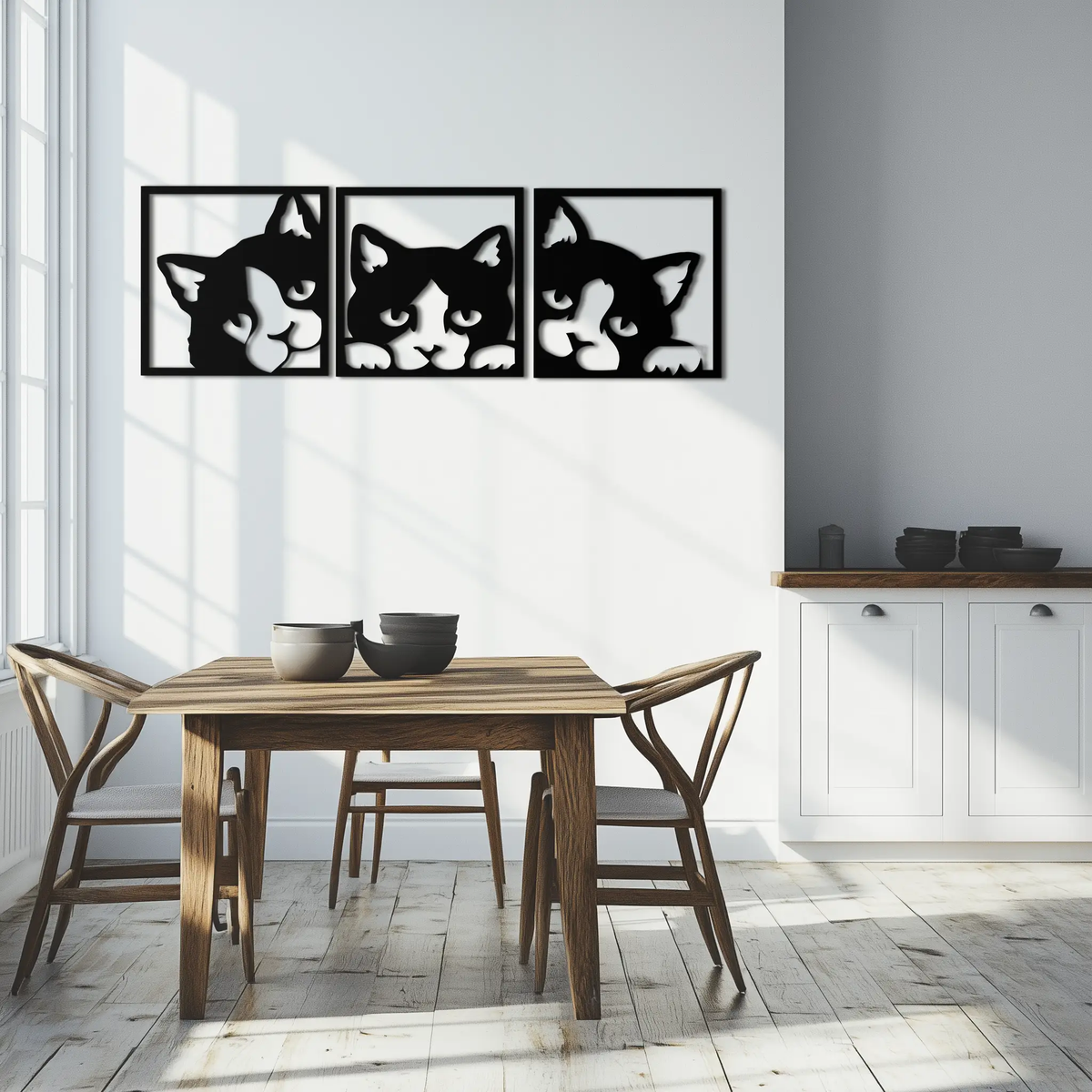 Curious Cats Metal Wall Art - Modern Minimalist Feline Decor - KAF051 by Enova Art