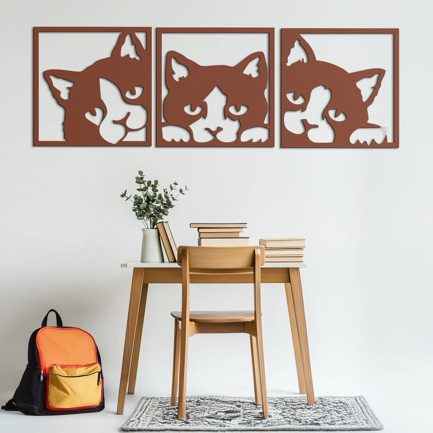 Curious Cats Metal Wall Art - Modern Minimalist Feline Decor - KAF051 by Enova Art